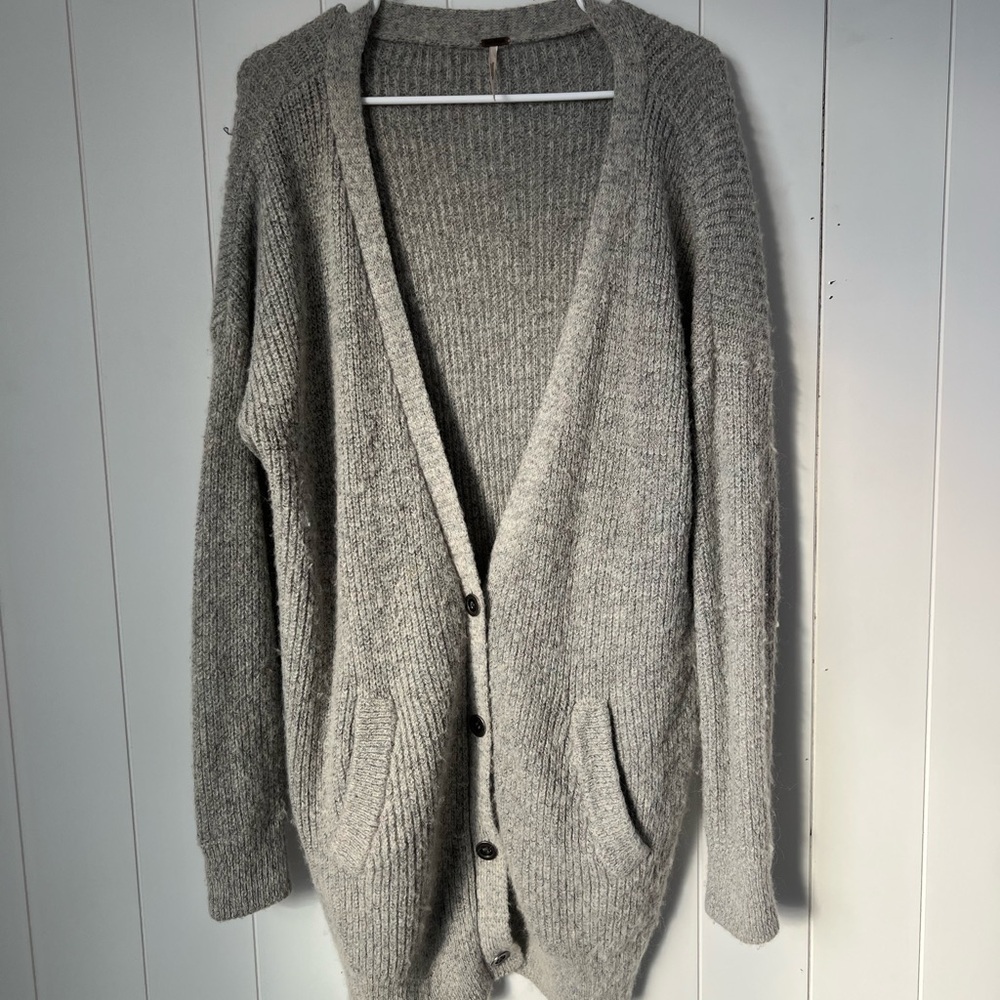 Free People Cozy Gray Cardigan Sweater
